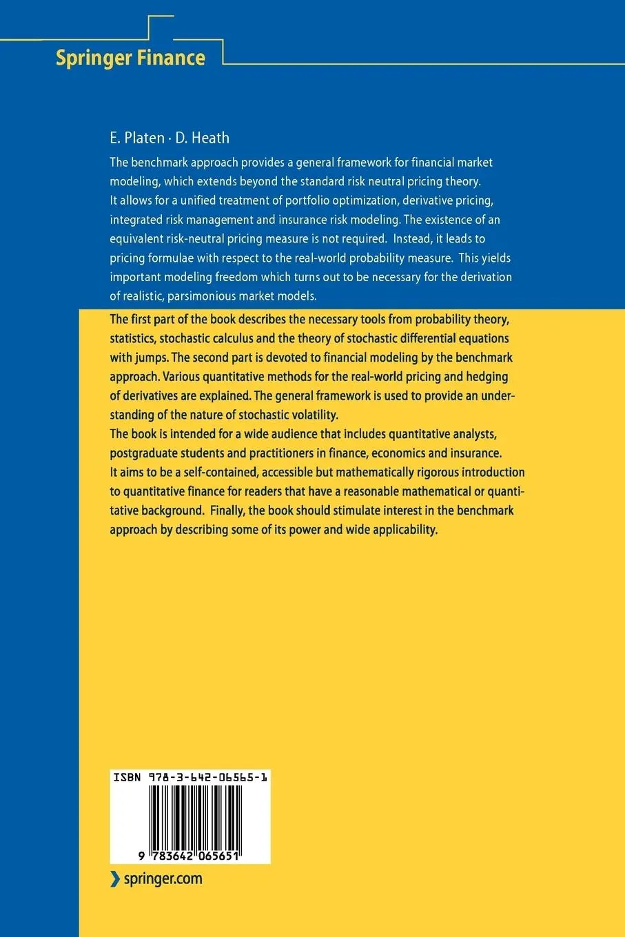 Rückseite: 9783642065651 | A Benchmark Approach to Quantitative Finance | David Heath (u. a.)
