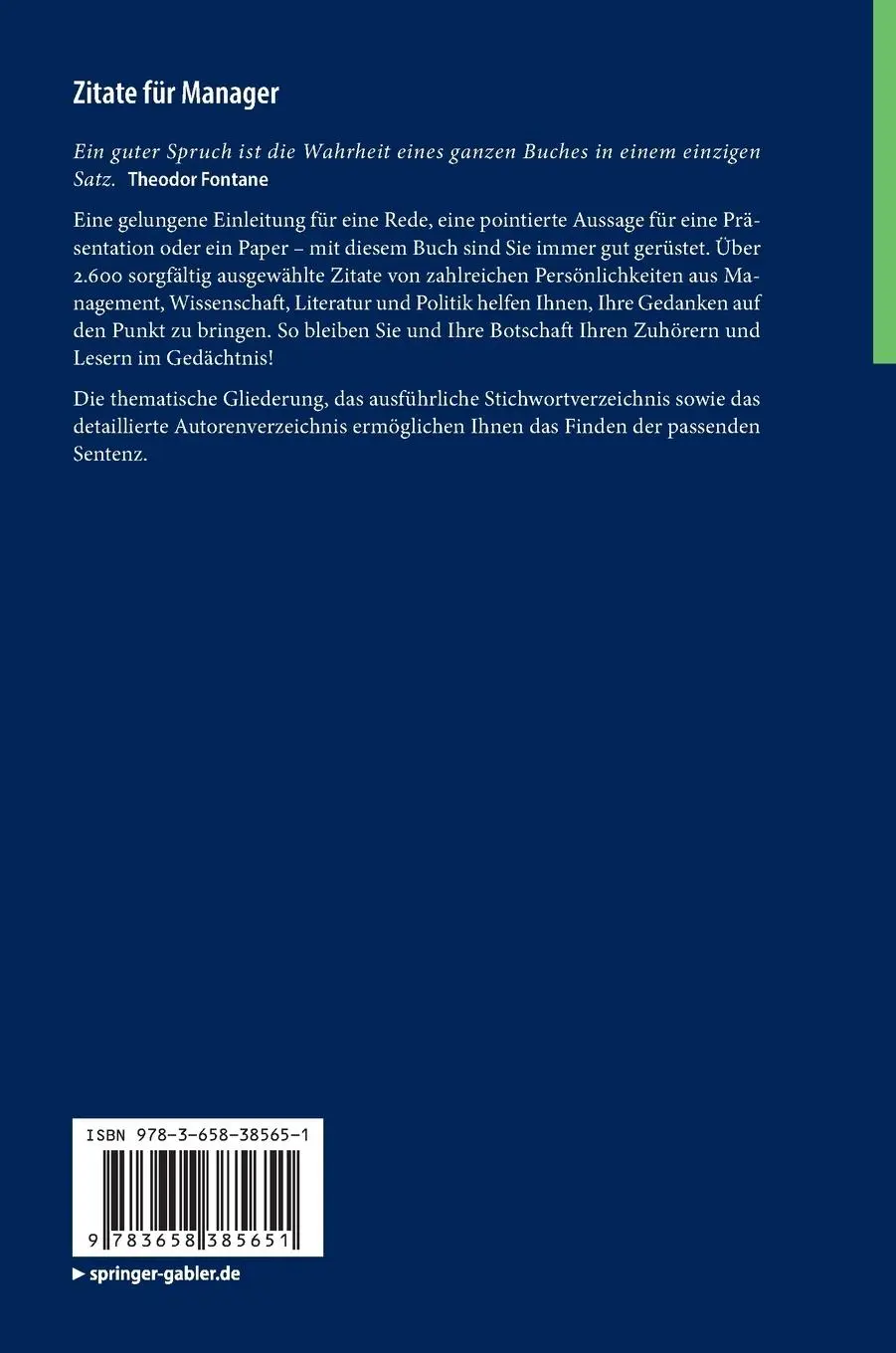 Rückseite: 9783658385651 | Zitate für Manager | Springer Fachmedien Wiesbaden GmbH | Buch | vi