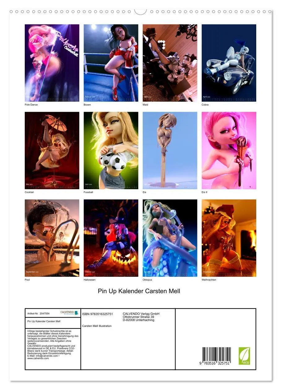 Bild: 9783516325751 | Pin Up Kalender Carsten Mell (hochwertiger Premium Wandkalender...