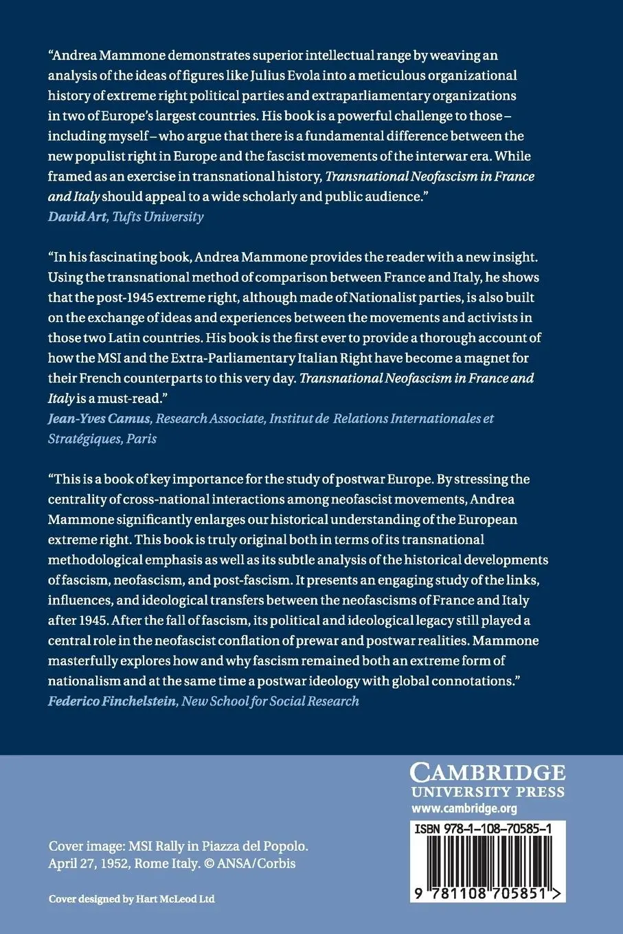 Rückseite: 9781108705851 | Transnational Neofascism in France and Italy | Andrea Mammone | Buch