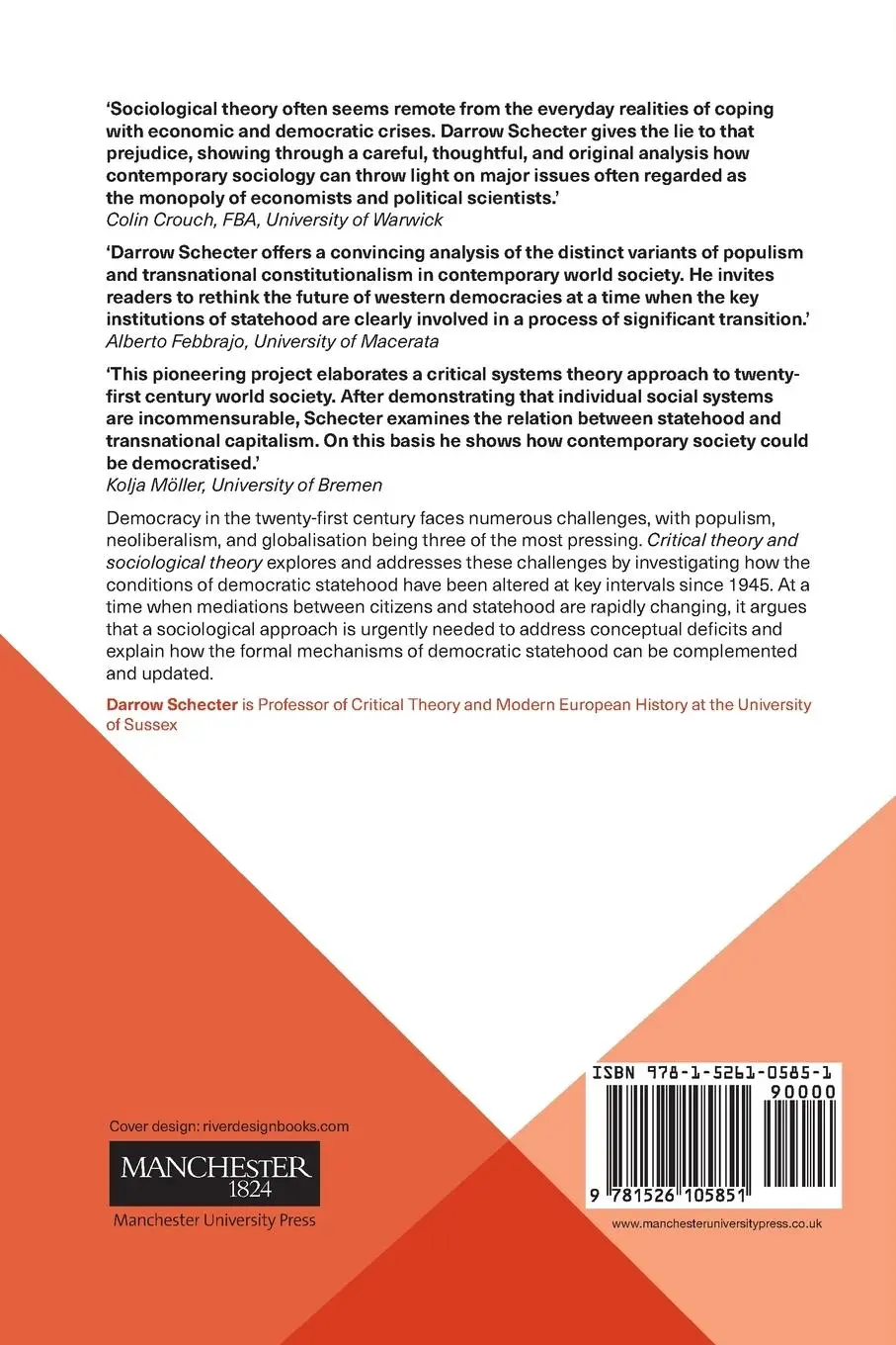 Rückseite: 9781526105851 | Critical theory and sociological theory | Darrow Schecter | Buch