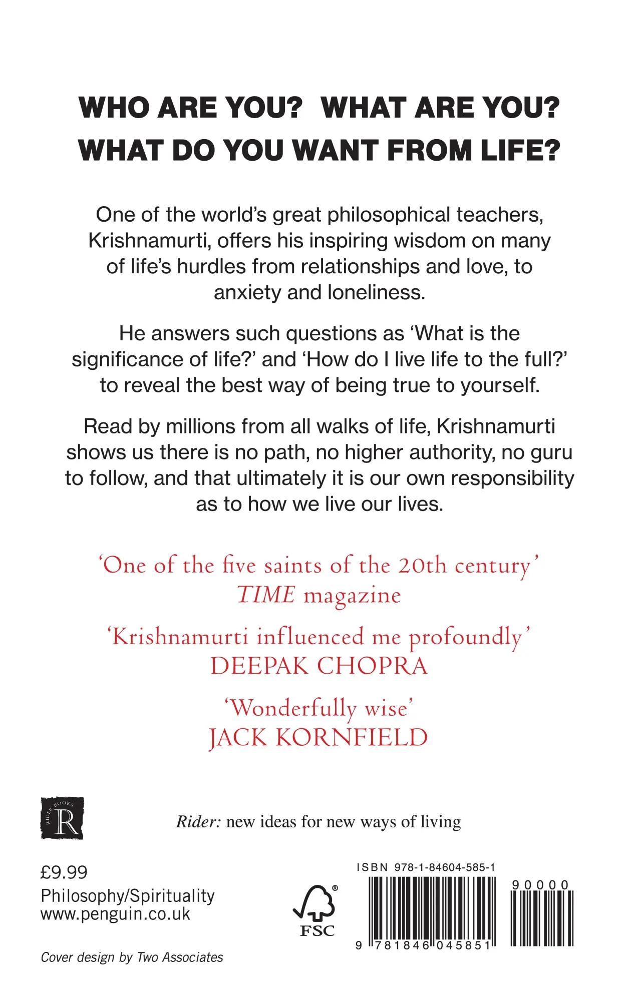 Rückseite: 9781846045851 | What Are You Doing With Your Life? | J. Krishnamurti | Taschenbuch