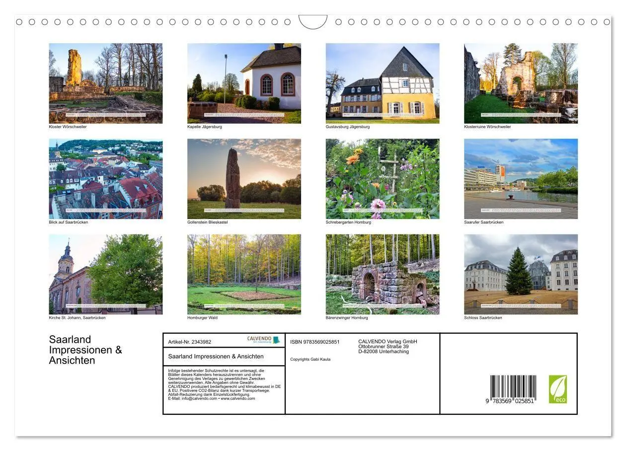 Bild: 9783569025851 | Saarland Impressionen &amp; Ansichten (Wandkalender 2027 DIN A3 quer),...