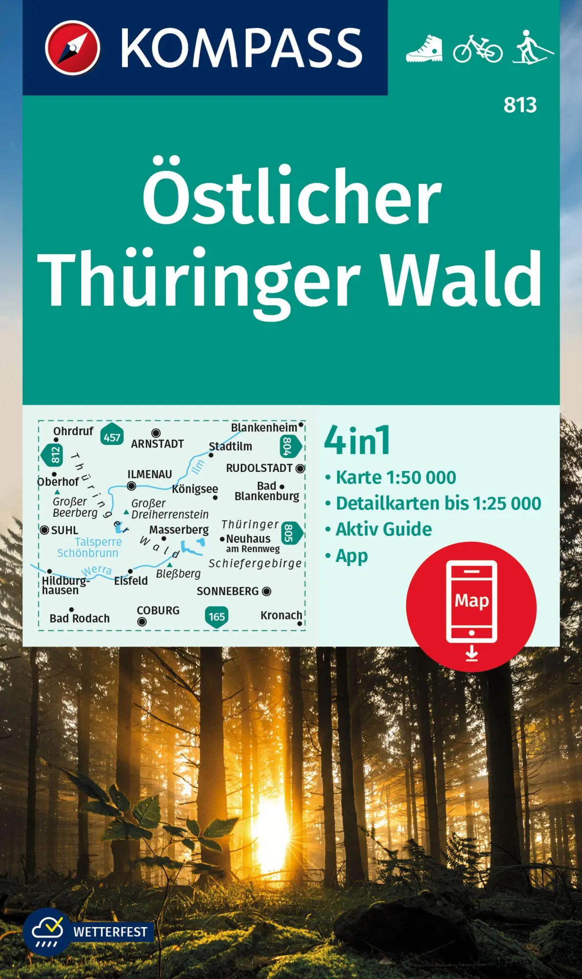 Cover: 9783991215851 | KOMPASS Wanderkarte 813 Östlicher Thüringer Wald 1:50.000 | 2 S.