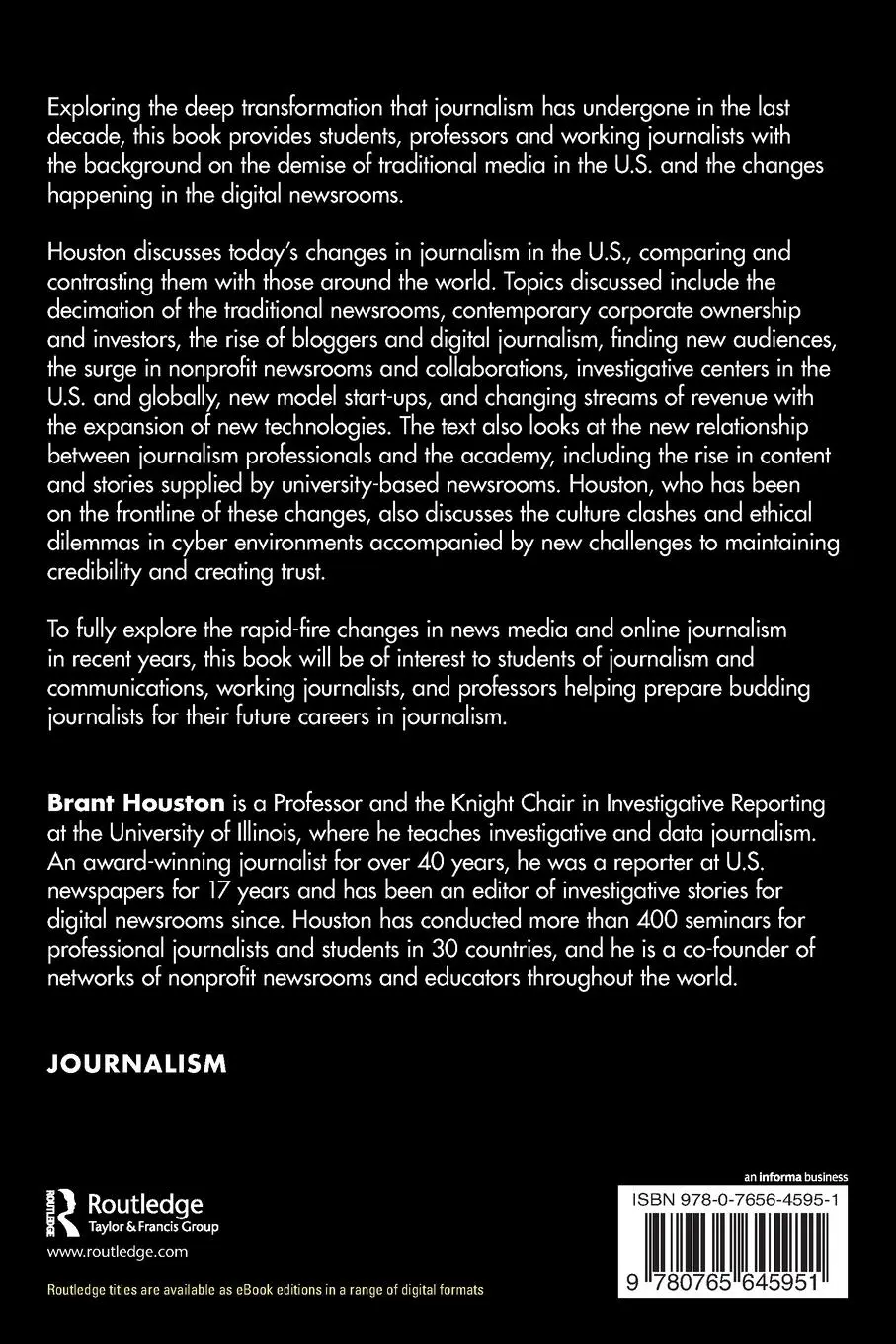 Rückseite: 9780765645951 | Changing Models for Journalism | Reinventing the Newsroom | Houston