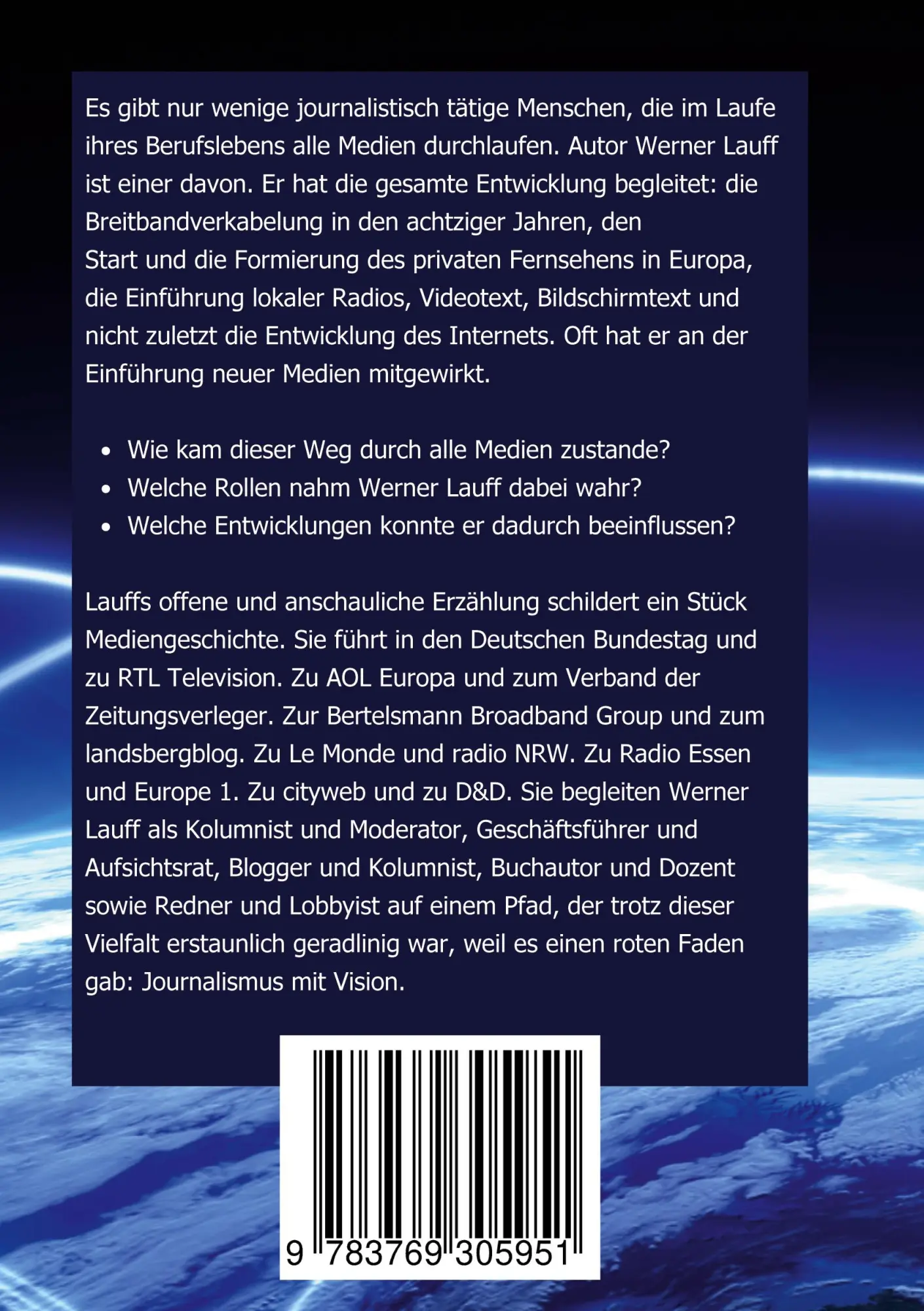 Rückseite: 9783769305951 | Journalistisch visionär | Mein Weg durch alle Medien | Werner Lauff