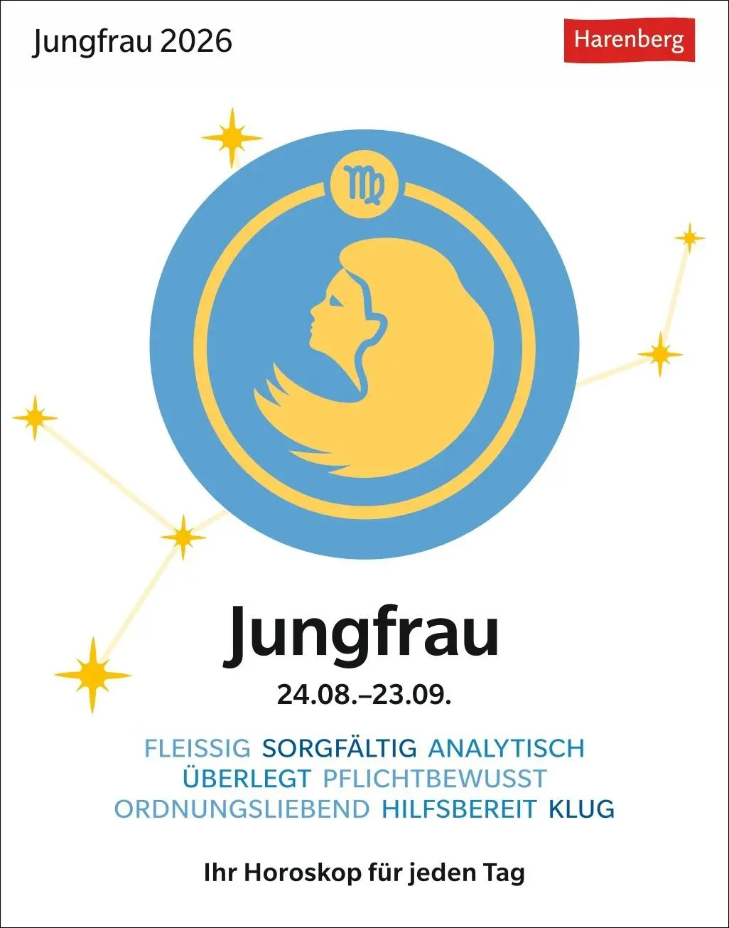 Cover: 9783840035951 | Jungfrau Sternzeichenkalender 2026 - Tagesabreißkalender - Ihr...