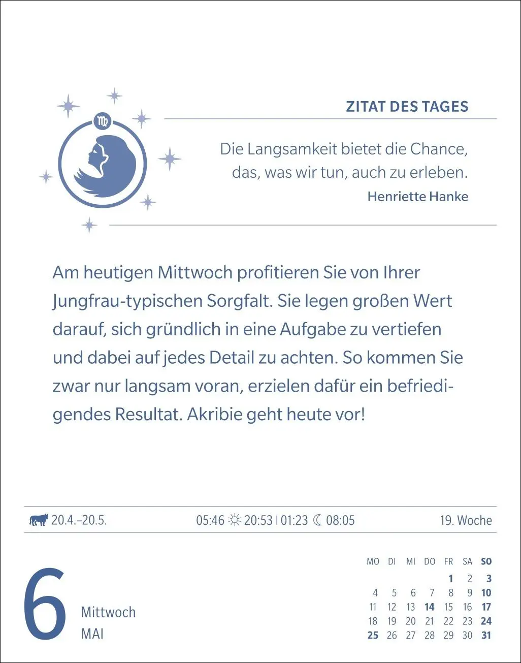 Bild: 9783840035951 | Jungfrau Sternzeichenkalender 2026 - Tagesabreißkalender - Ihr...