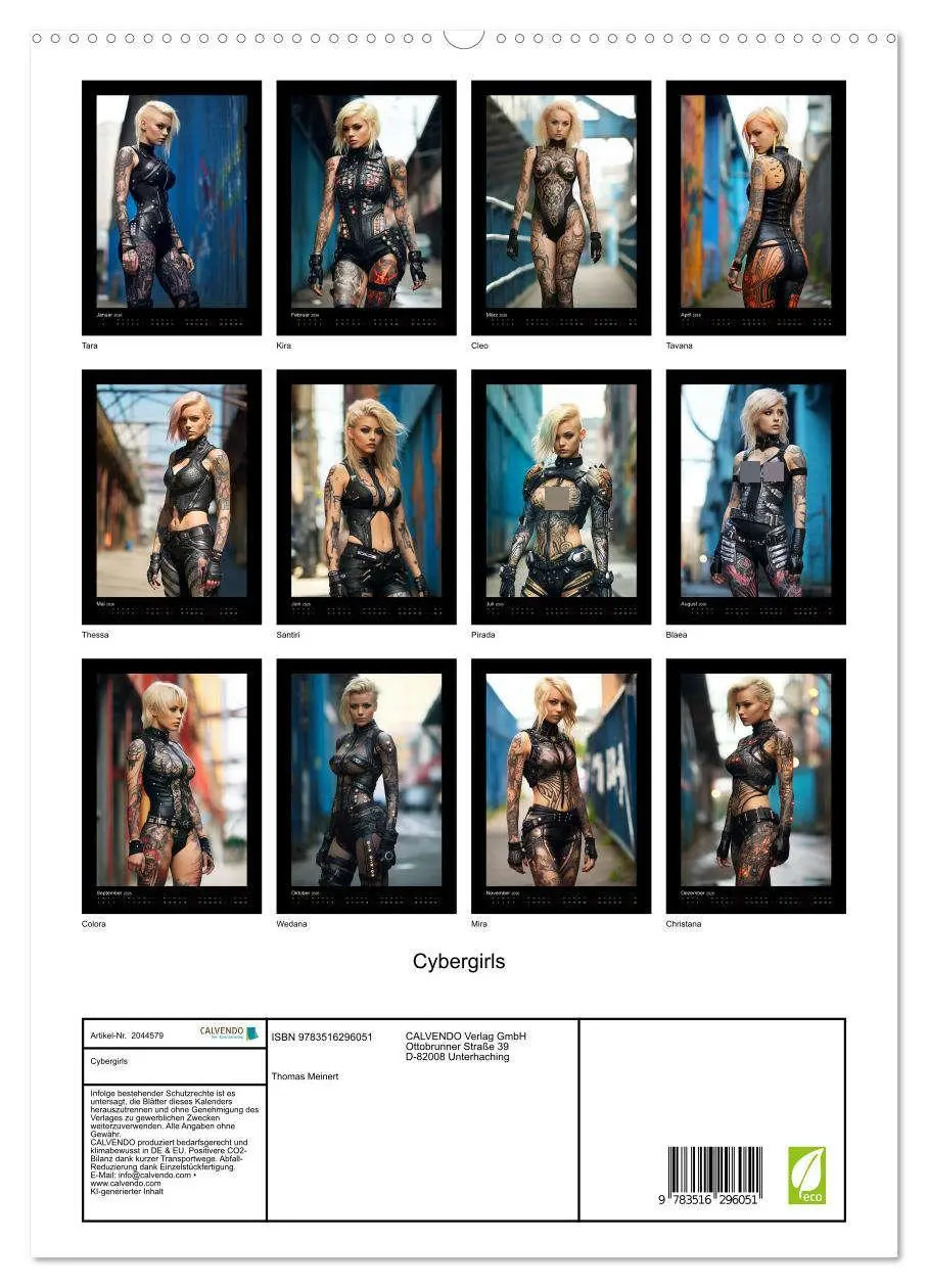Bild: 9783516296051 | Cybergirls (hochwertiger Premium Wandkalender 2026 DIN A2 hoch),...