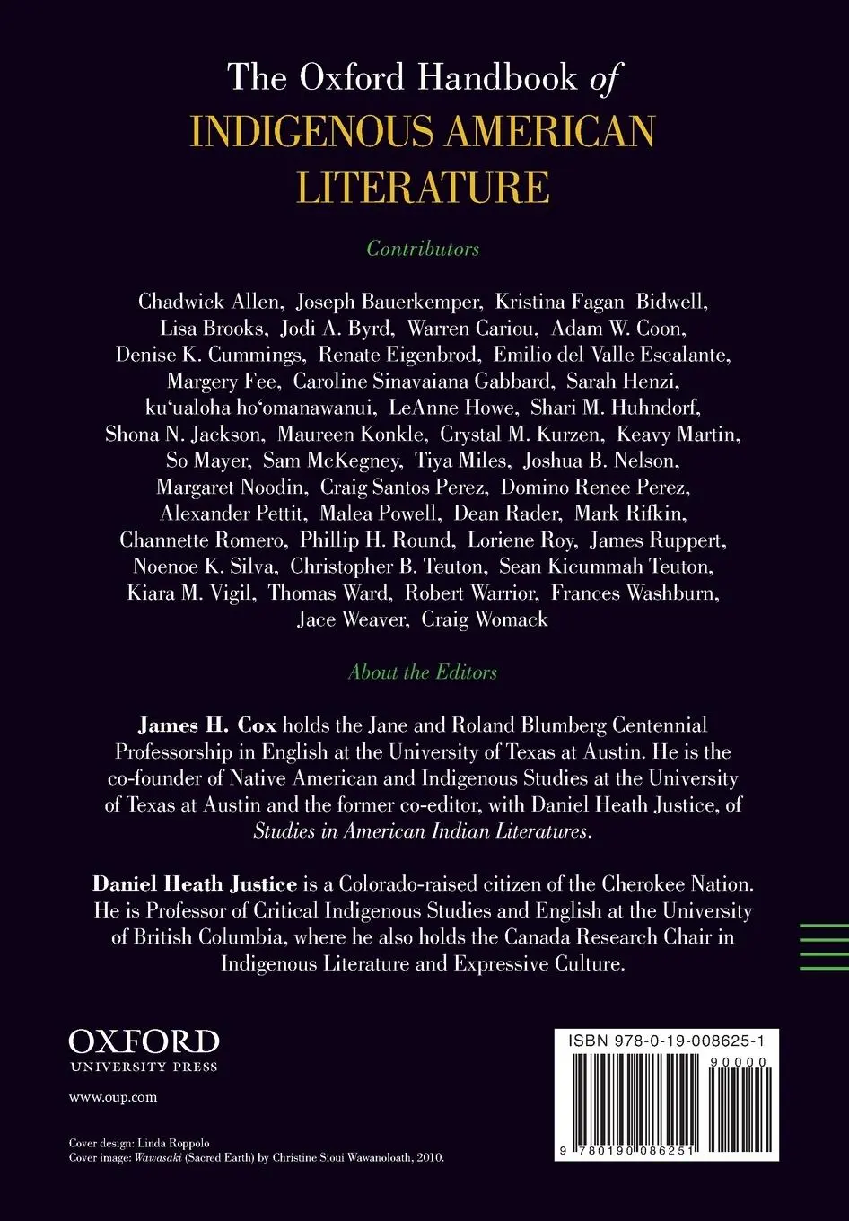 Rückseite: 9780190086251 | Oxford Handbook of Indigenous American Literature | Cox (u. a.) | Buch