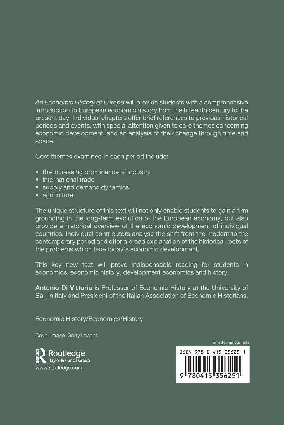 Rückseite: 9780415356251 | An Economic History of Europe | Antonio Di Vittorio | Taschenbuch