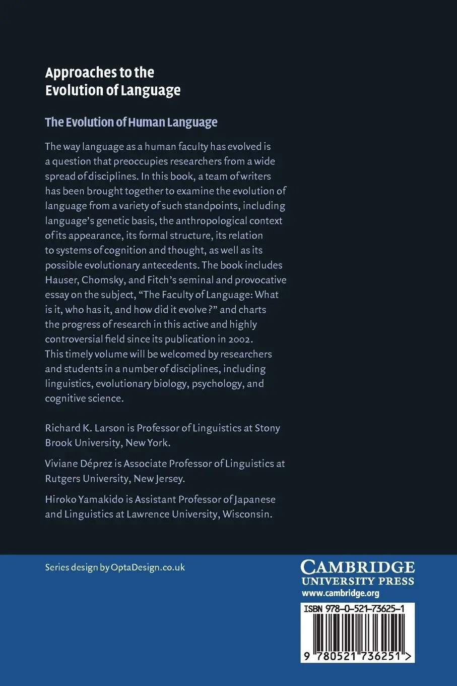Rückseite: 9780521736251 | The Evolution of Human Language | Richard K. Larson (u. a.) | Buch