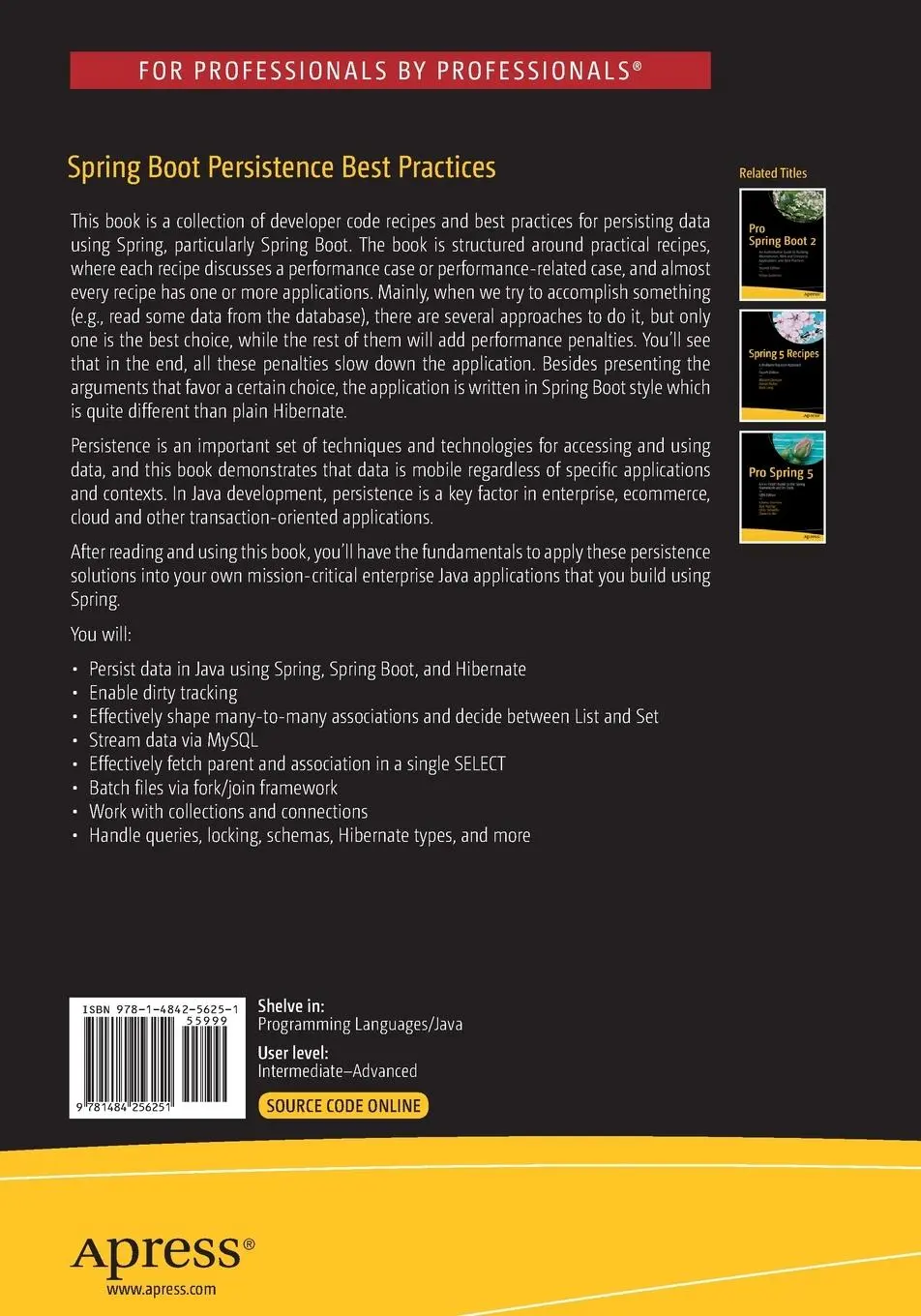 Rückseite: 9781484256251 | Spring Boot Persistence Best Practices | Anghel Leonard | Taschenbuch