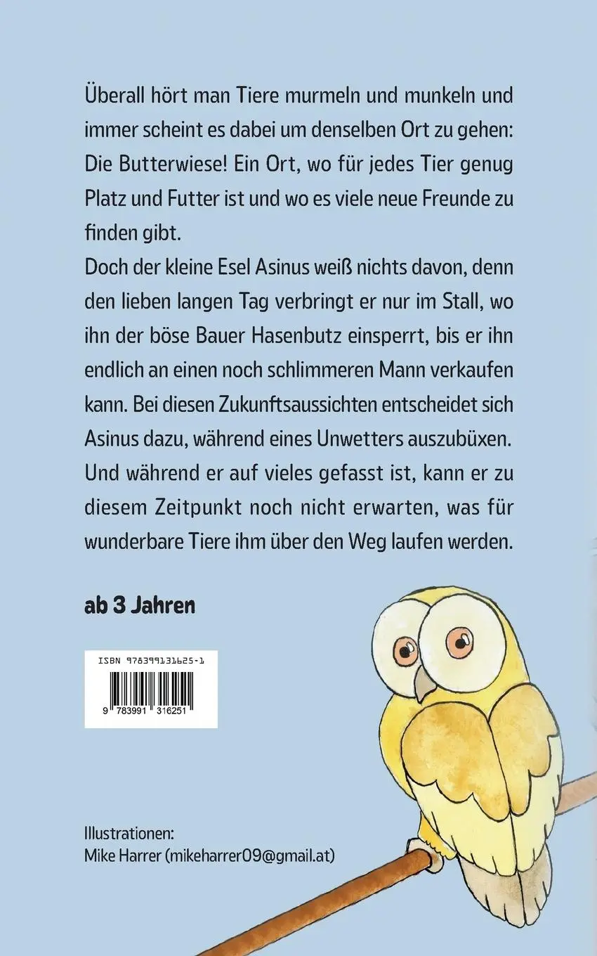 Rückseite: 9783991316251 | Asinus und Mirinda | Zwei verliebte Esel auf ihrem Weg zur Butterwiese