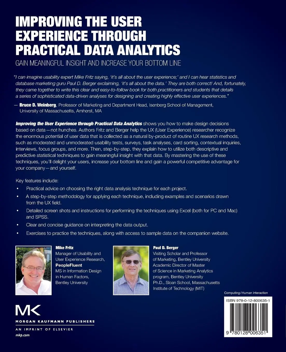 Rückseite: 9780128006351 | Improving the User Experience through Practical Data Analytics | Buch