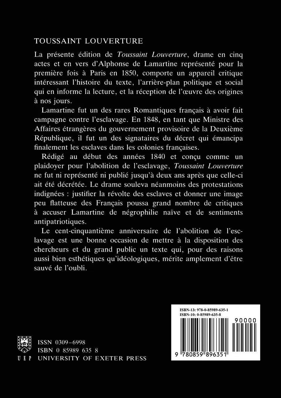 Rückseite: 9780859896351 | Toussaint Louverture | Alphonse De Lamartine | Taschenbuch | Englisch