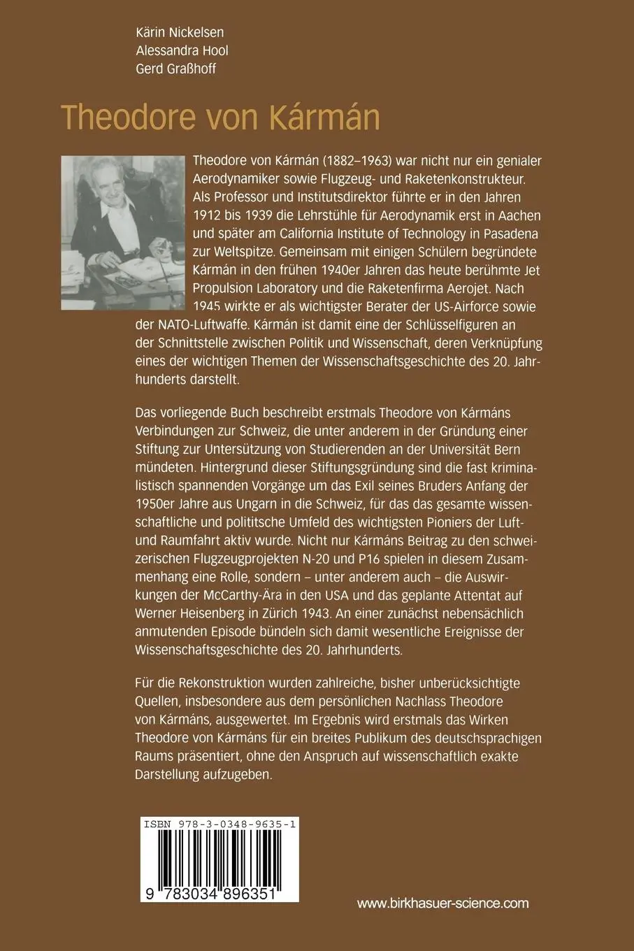 Rückseite: 9783034896351 | Theodore von Kármán | Kärin Nickelsen (u. a.) | Taschenbuch | 259 S.