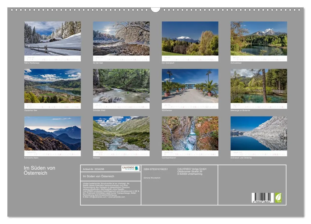 Bild: 9783516196351 | Im Süden von Österreich (Wandkalender 2026 DIN A2 quer), CALVENDO...