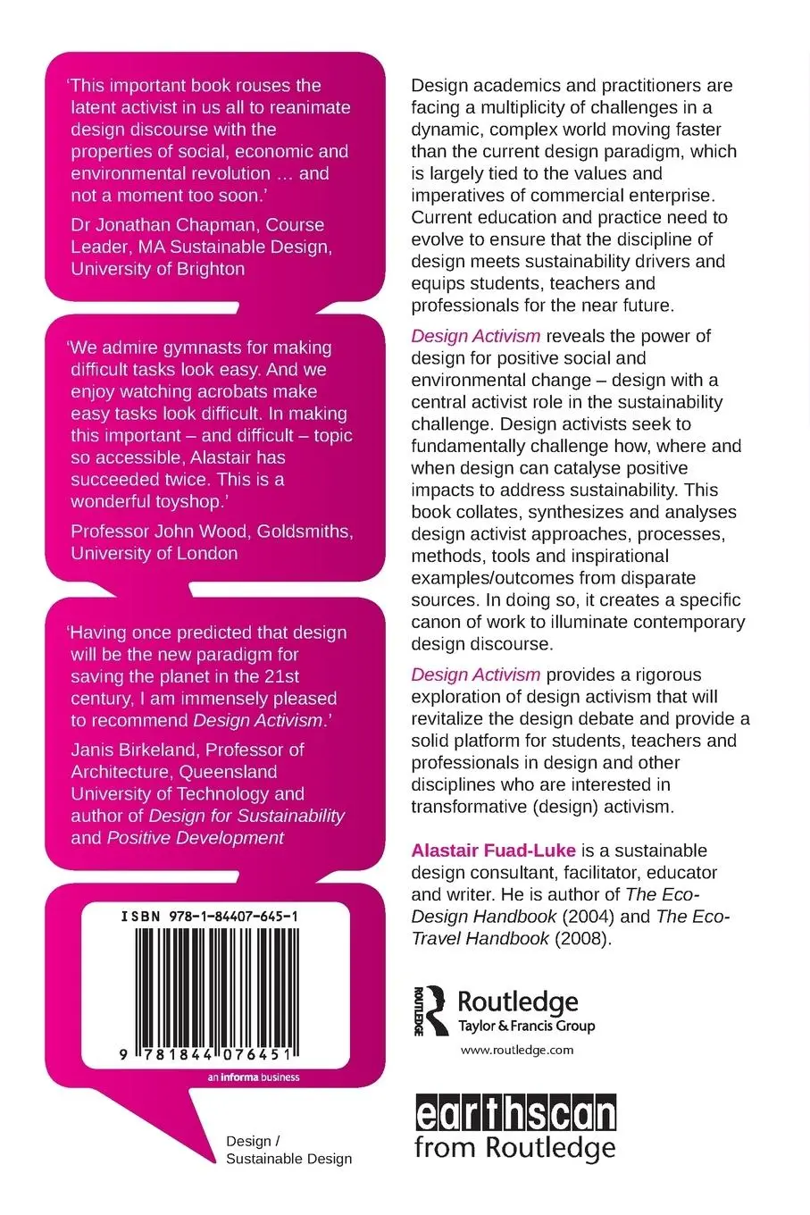 Rückseite: 9781844076451 | Design Activism | Beautiful Strangeness for a Sustainable World | Buch