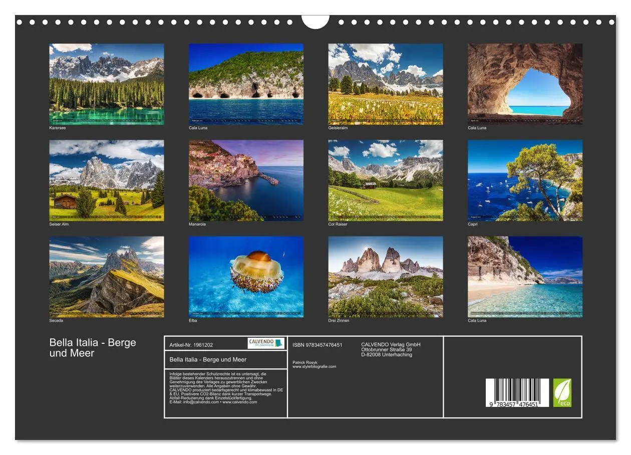 Bild: 9783457476451 | Bella Italia - Berge und Meer (Wandkalender 2026 DIN A3 quer),...