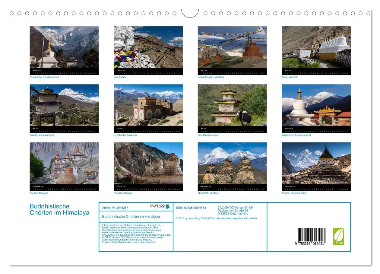 Bild: 9783516016451 | Buddhistische Chörten im Himalaya (Wandkalender 2026 DIN A3 quer),...