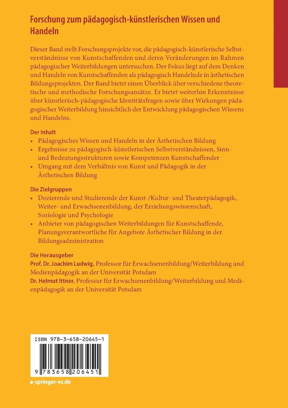 Rückseite: 9783658206451 | Forschung zum pädagogisch-künstlerischen Wissen und Handeln | Buch