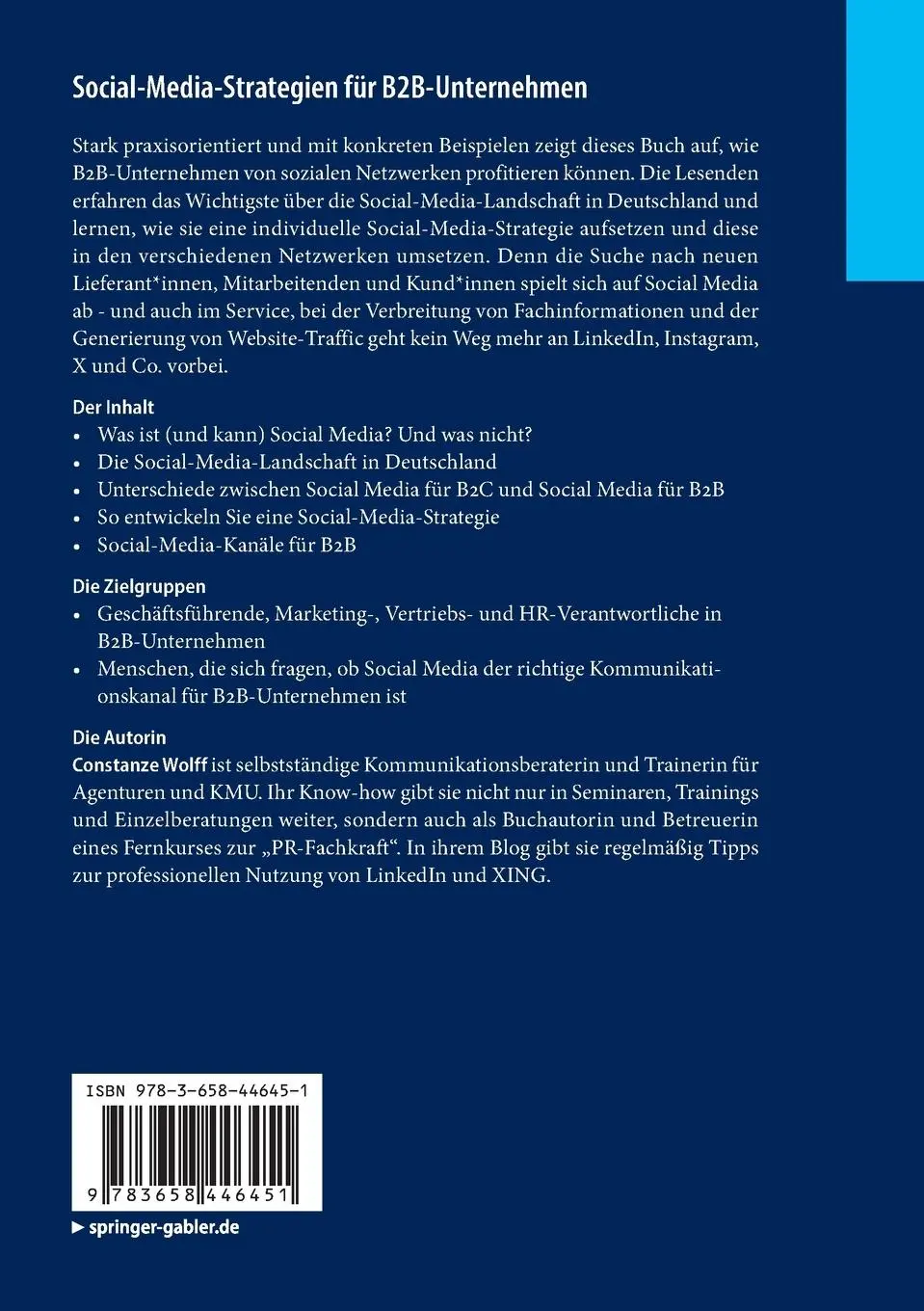 Rückseite: 9783658446451 | Social-Media-Strategien für B2B-Unternehmen | Constanze Wolff | Buch