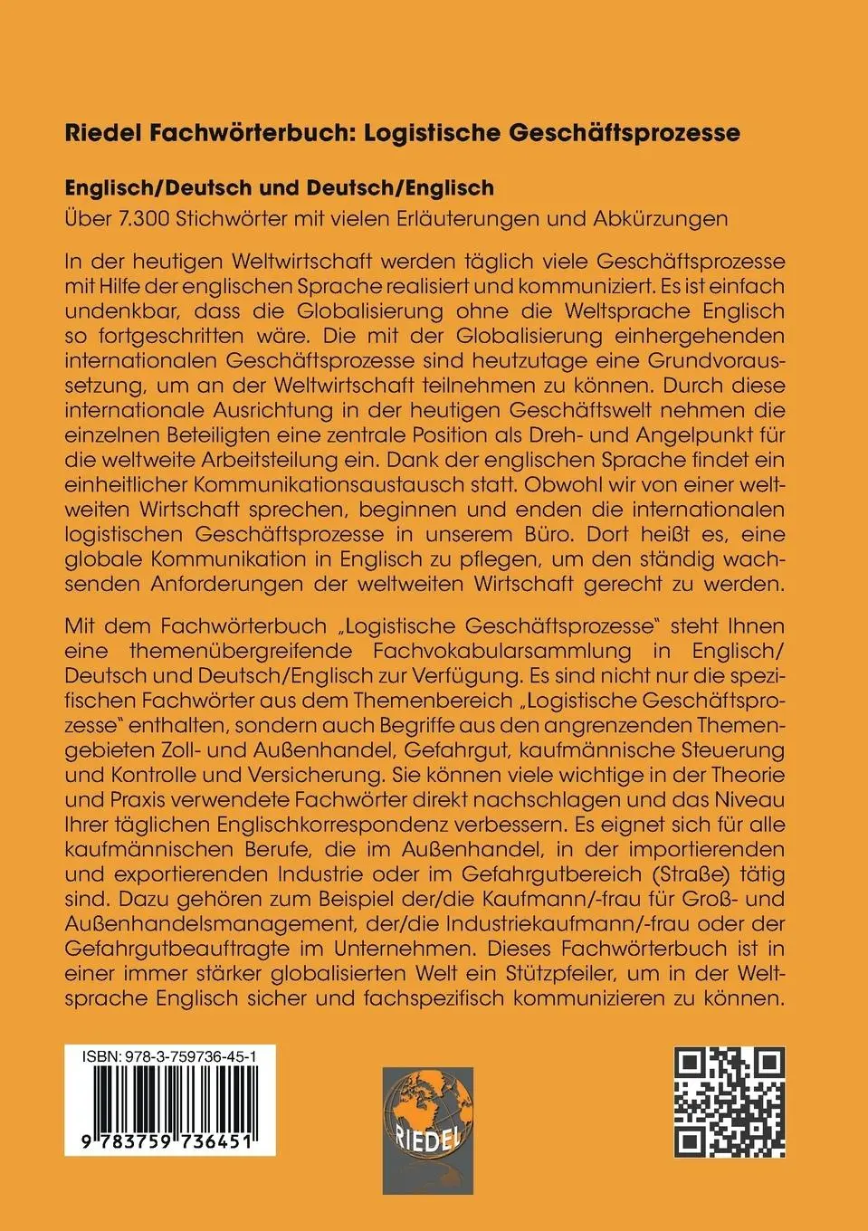 Rückseite: 9783759736451 | Logistische Geschäftsprozesse | Stefan Riedel | Taschenbuch | Deutsch