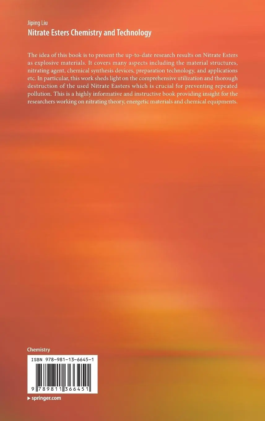 Rückseite: 9789811366451 | Nitrate Esters Chemistry and Technology | Jiping Liu | Buch | xvii