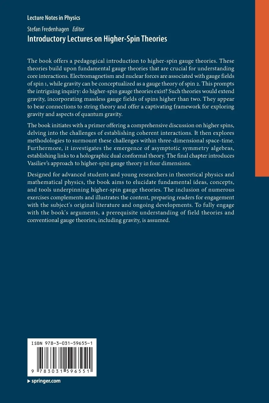 Rückseite: 9783031596551 | Introductory Lectures on Higher-Spin Theories | Stefan Fredenhagen