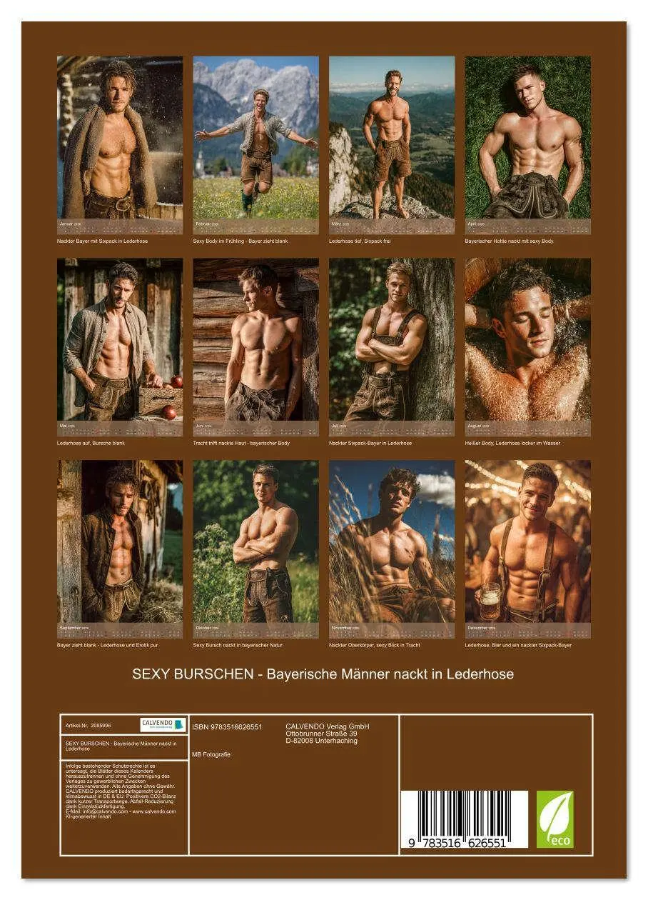 Bild: 9783516626551 | SEXY BURSCHEN - Bayerische Männer nackt in Lederhose (Wandkalender...