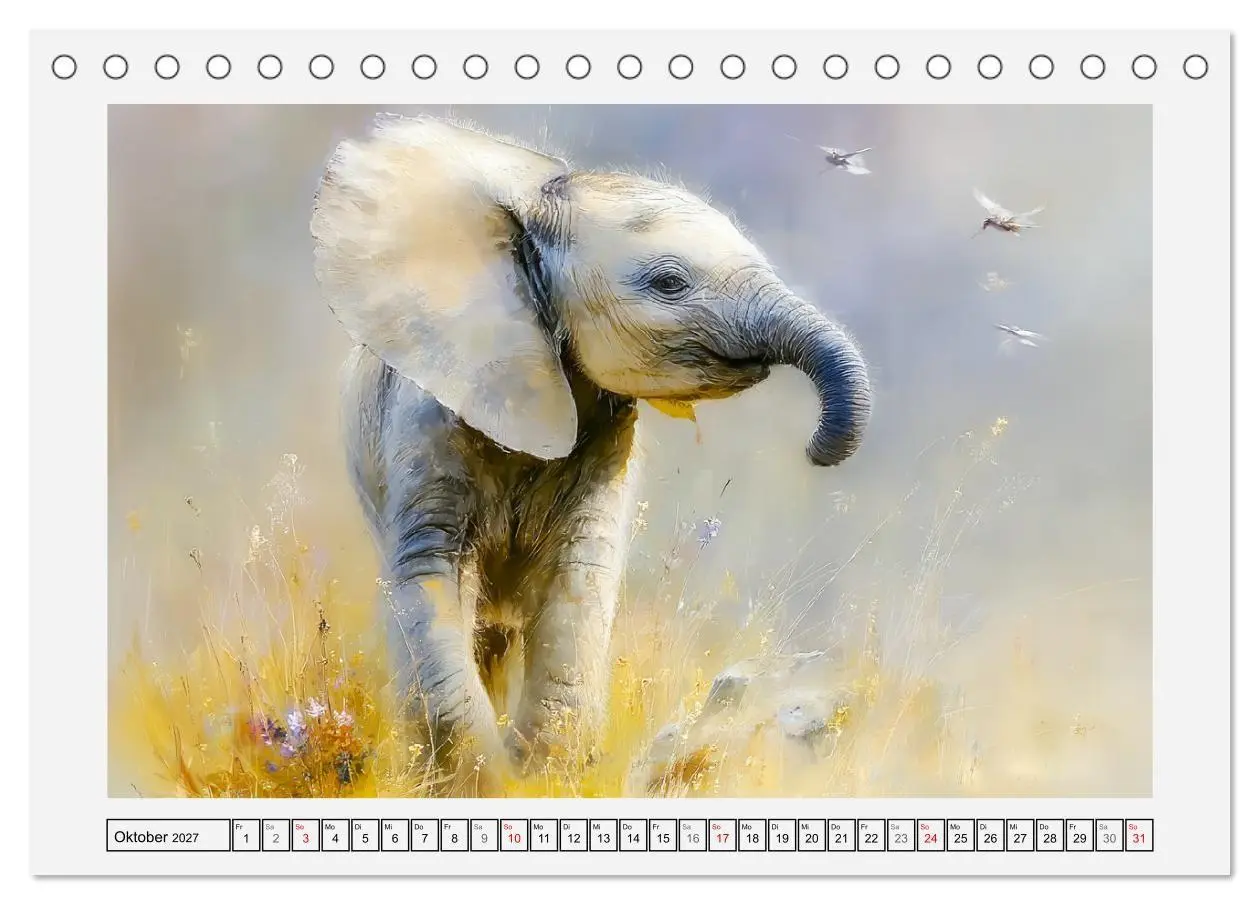 Bild: 9783516796551 | Elefanten. Graue Riesenbabys im Grasland (Tischkalender 2027 DIN A5...