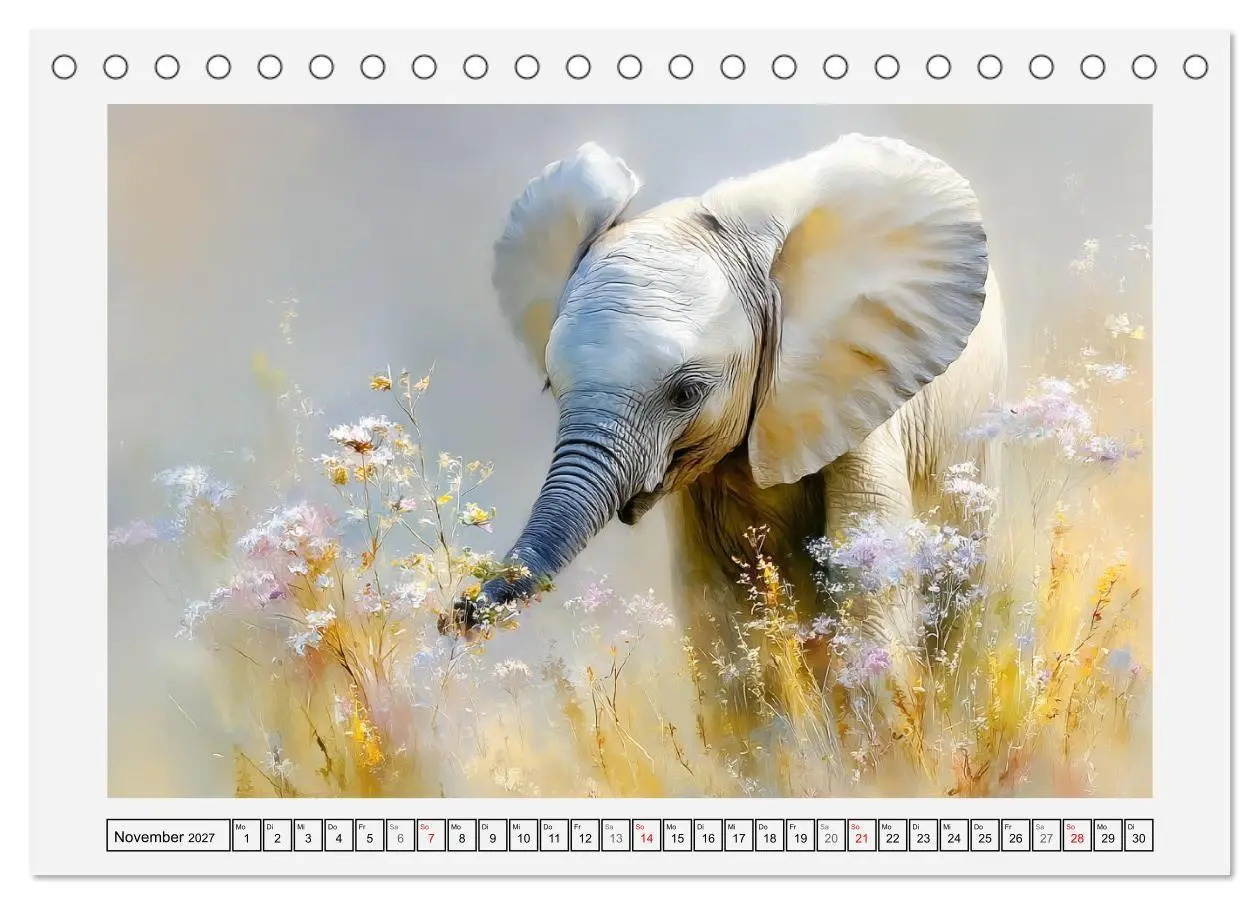Bild: 9783516796551 | Elefanten. Graue Riesenbabys im Grasland (Tischkalender 2027 DIN A5...