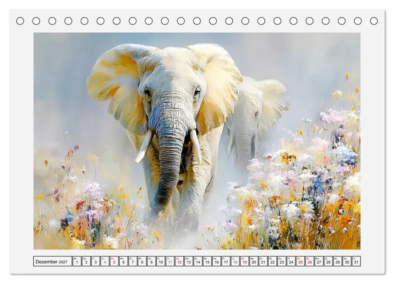 Bild: 9783516796551 | Elefanten. Graue Riesenbabys im Grasland (Tischkalender 2027 DIN A5...