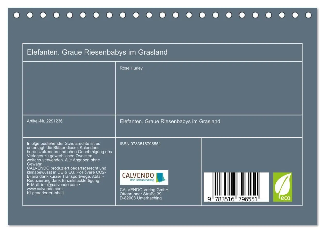 Bild: 9783516796551 | Elefanten. Graue Riesenbabys im Grasland (Tischkalender 2027 DIN A5...