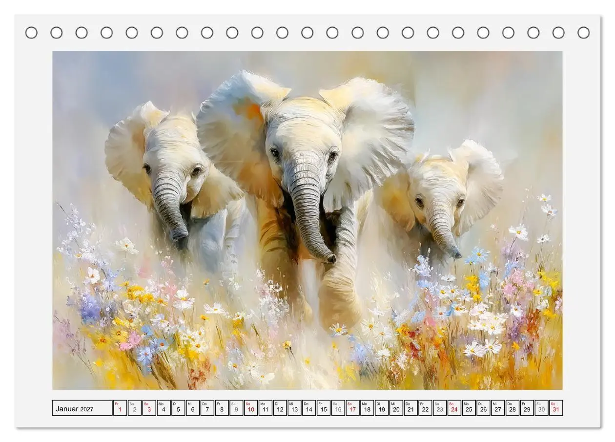 Bild: 9783516796551 | Elefanten. Graue Riesenbabys im Grasland (Tischkalender 2027 DIN A5...