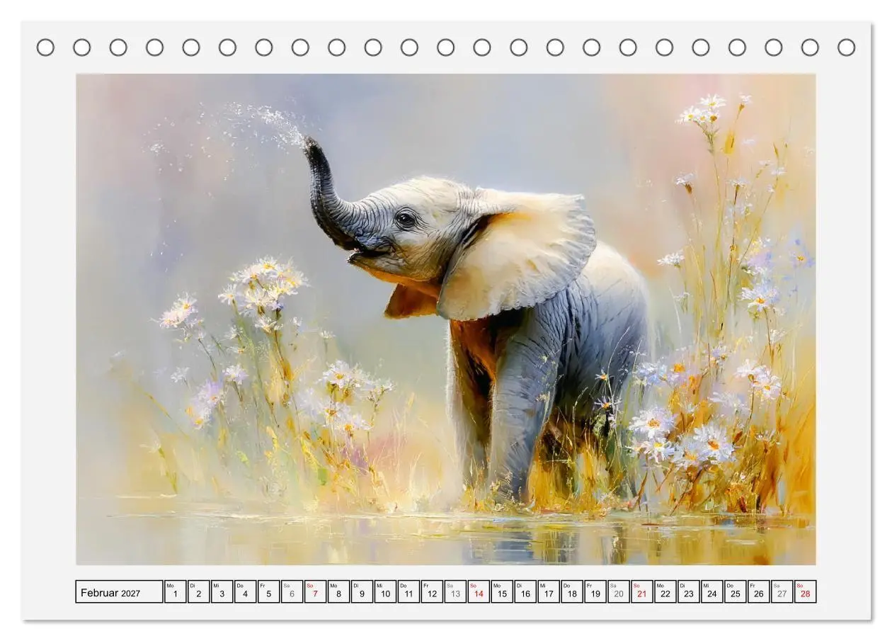 Bild: 9783516796551 | Elefanten. Graue Riesenbabys im Grasland (Tischkalender 2027 DIN A5...
