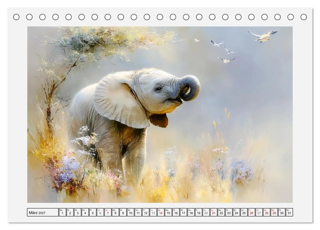 Bild: 9783516796551 | Elefanten. Graue Riesenbabys im Grasland (Tischkalender 2027 DIN A5...
