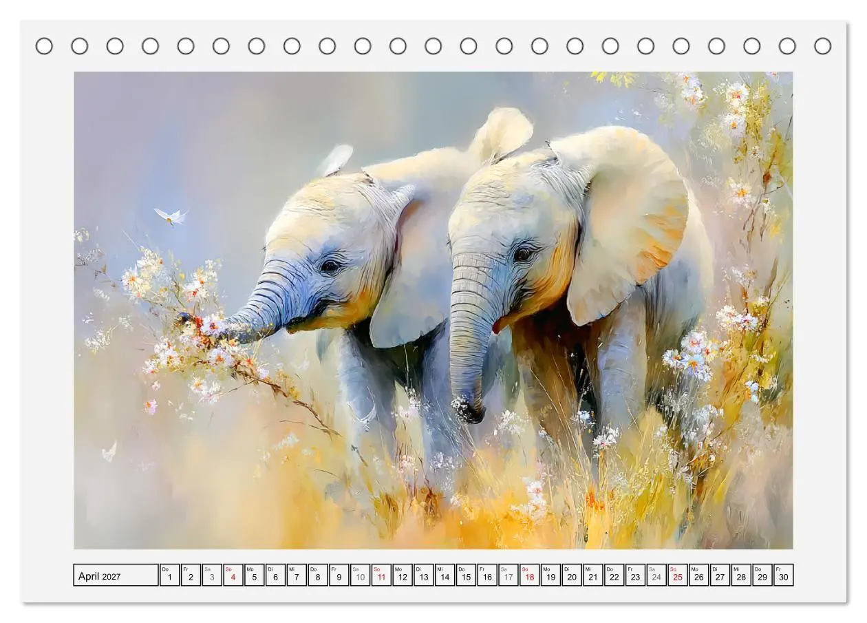 Bild: 9783516796551 | Elefanten. Graue Riesenbabys im Grasland (Tischkalender 2027 DIN A5...
