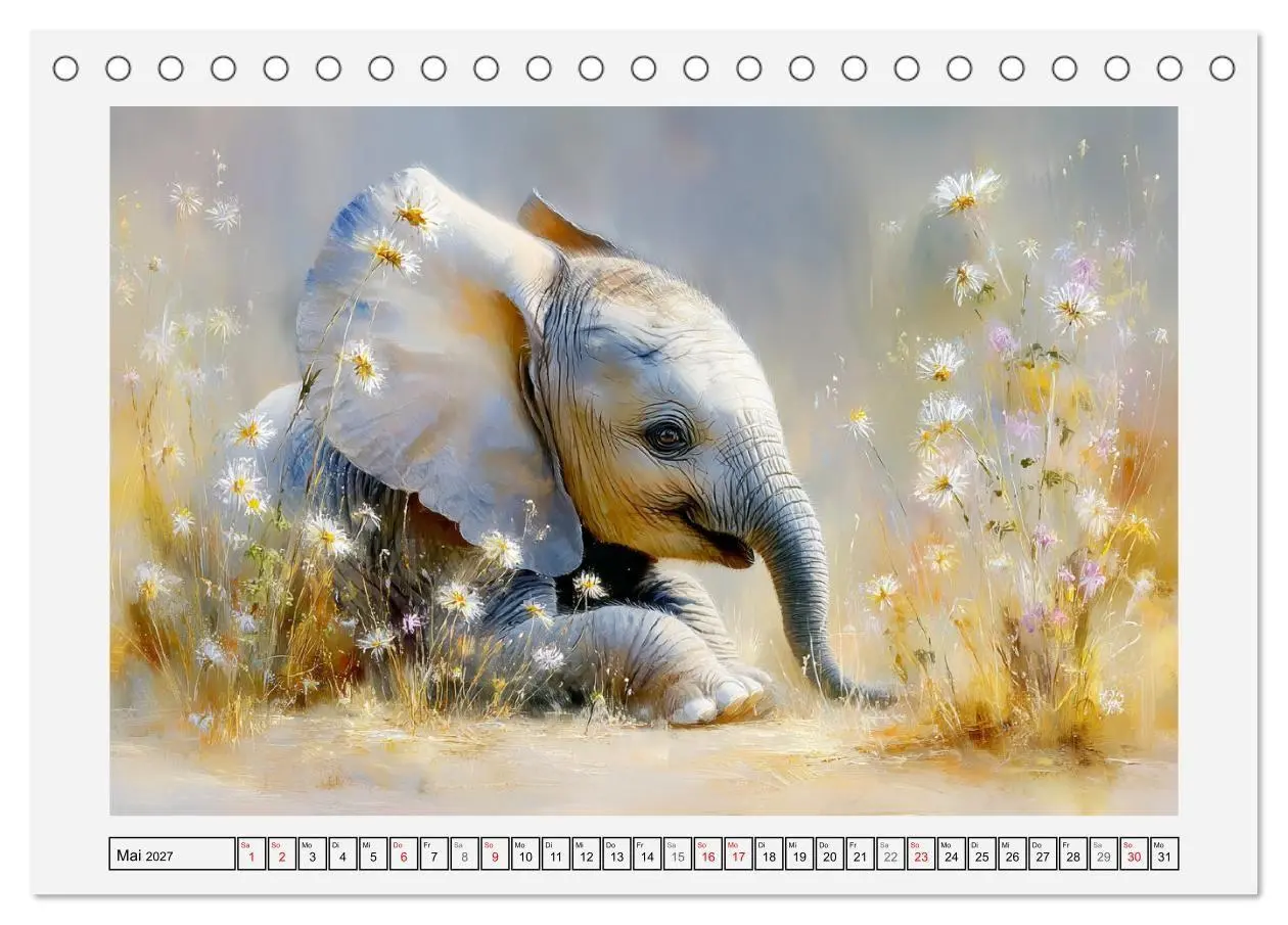 Bild: 9783516796551 | Elefanten. Graue Riesenbabys im Grasland (Tischkalender 2027 DIN A5...