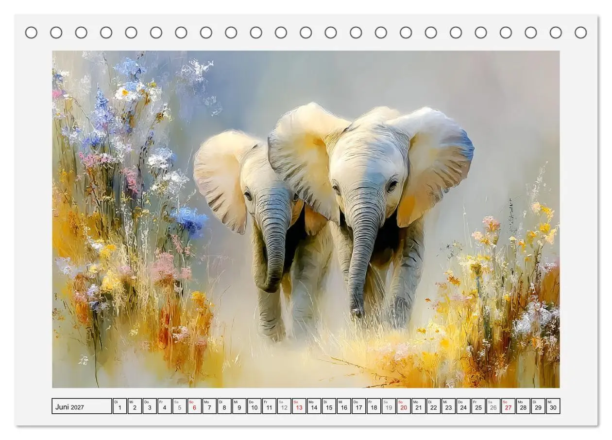 Bild: 9783516796551 | Elefanten. Graue Riesenbabys im Grasland (Tischkalender 2027 DIN A5...