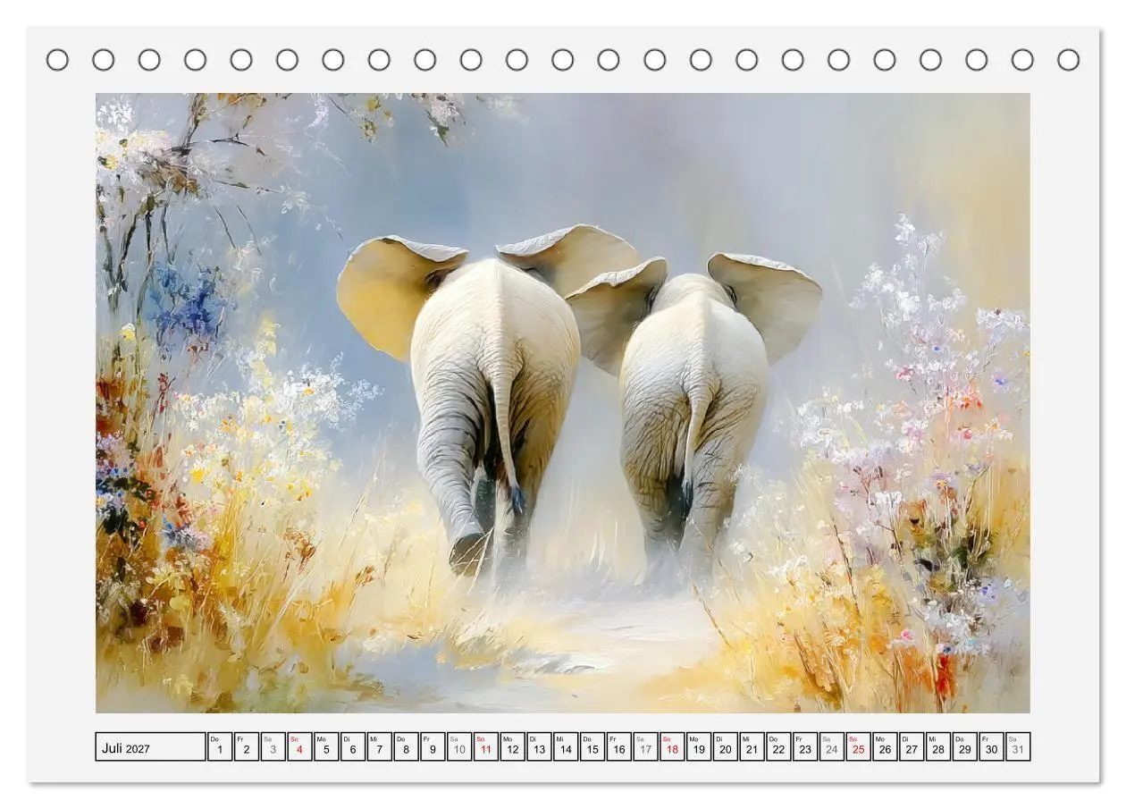 Bild: 9783516796551 | Elefanten. Graue Riesenbabys im Grasland (Tischkalender 2027 DIN A5...