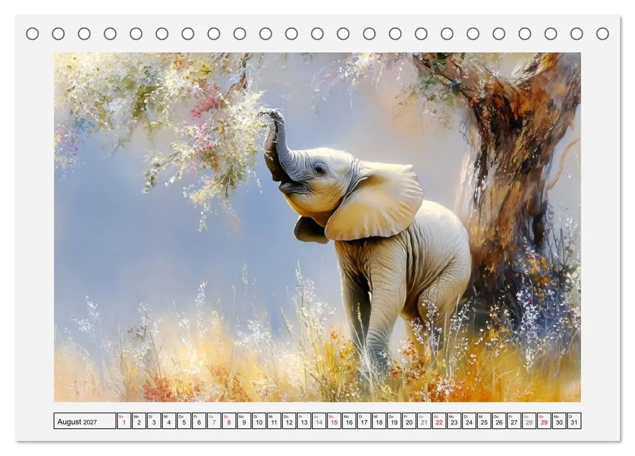 Bild: 9783516796551 | Elefanten. Graue Riesenbabys im Grasland (Tischkalender 2027 DIN A5...