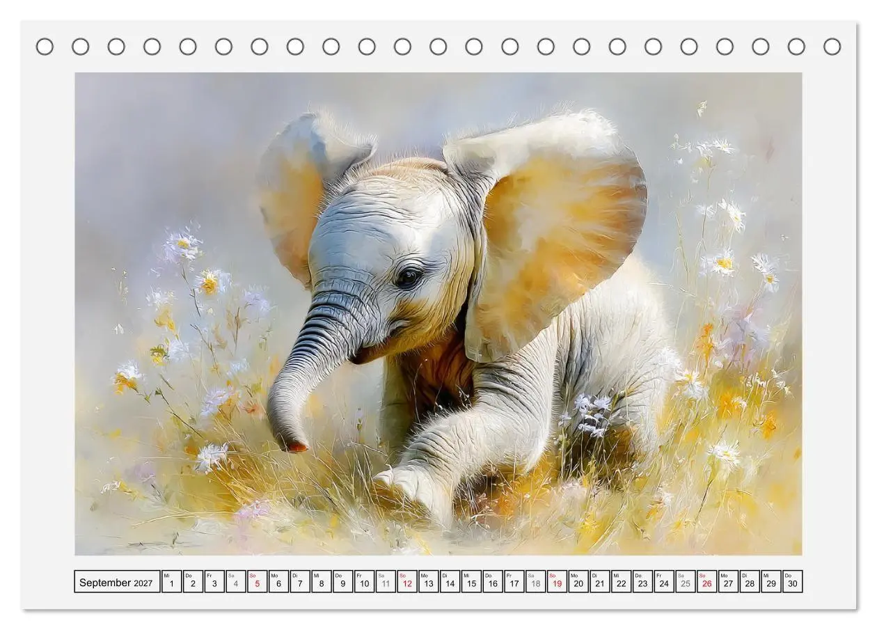 Bild: 9783516796551 | Elefanten. Graue Riesenbabys im Grasland (Tischkalender 2027 DIN A5...