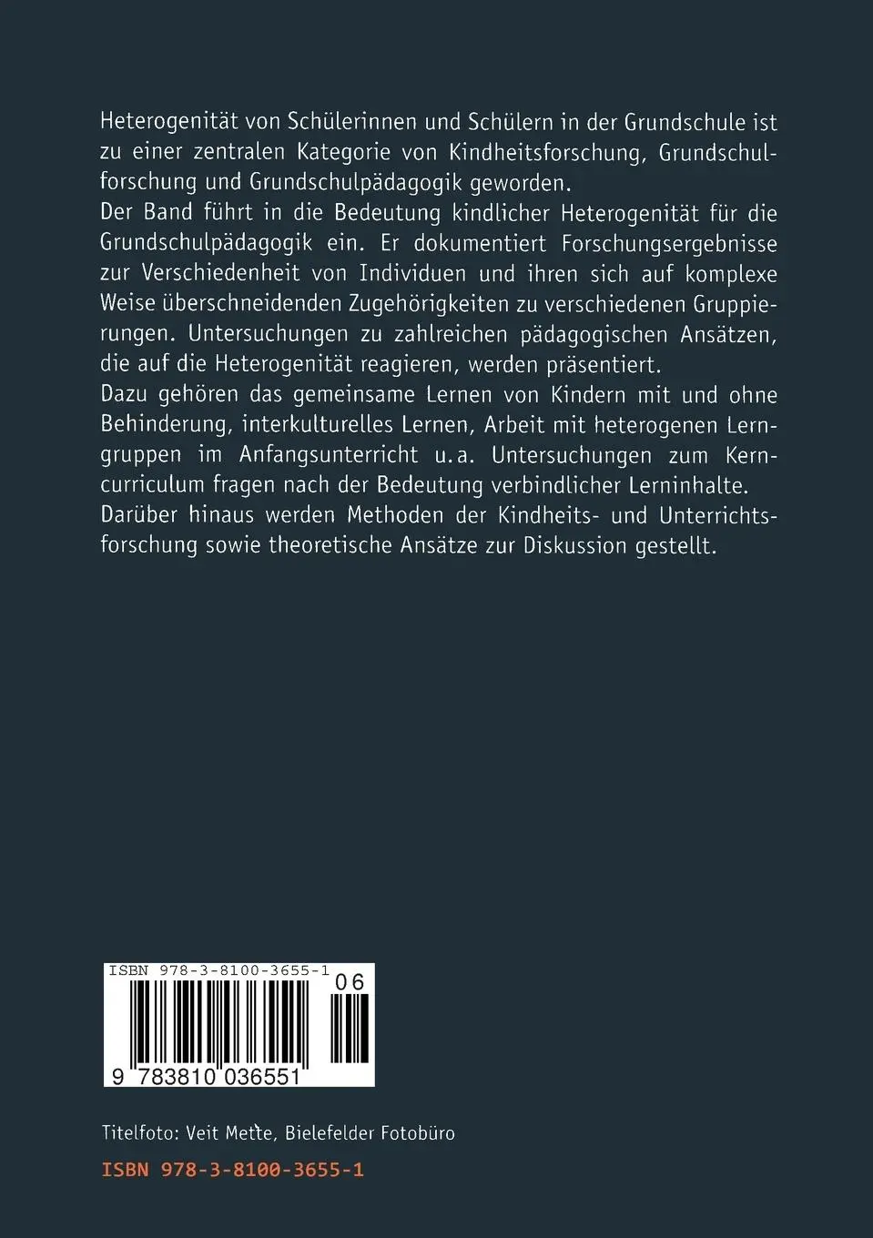 Rückseite: 9783810036551 | Heterogenität, Integration und Differenzierung in der Primarstufe