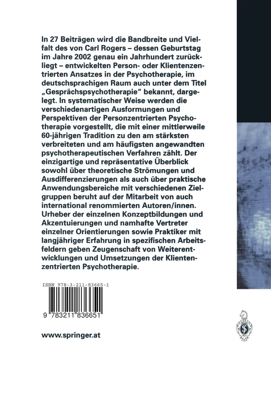 Rückseite: 9783211836651 | Die vielen Gesichter der Personzentrierten Psychotherapie | Buch | xi