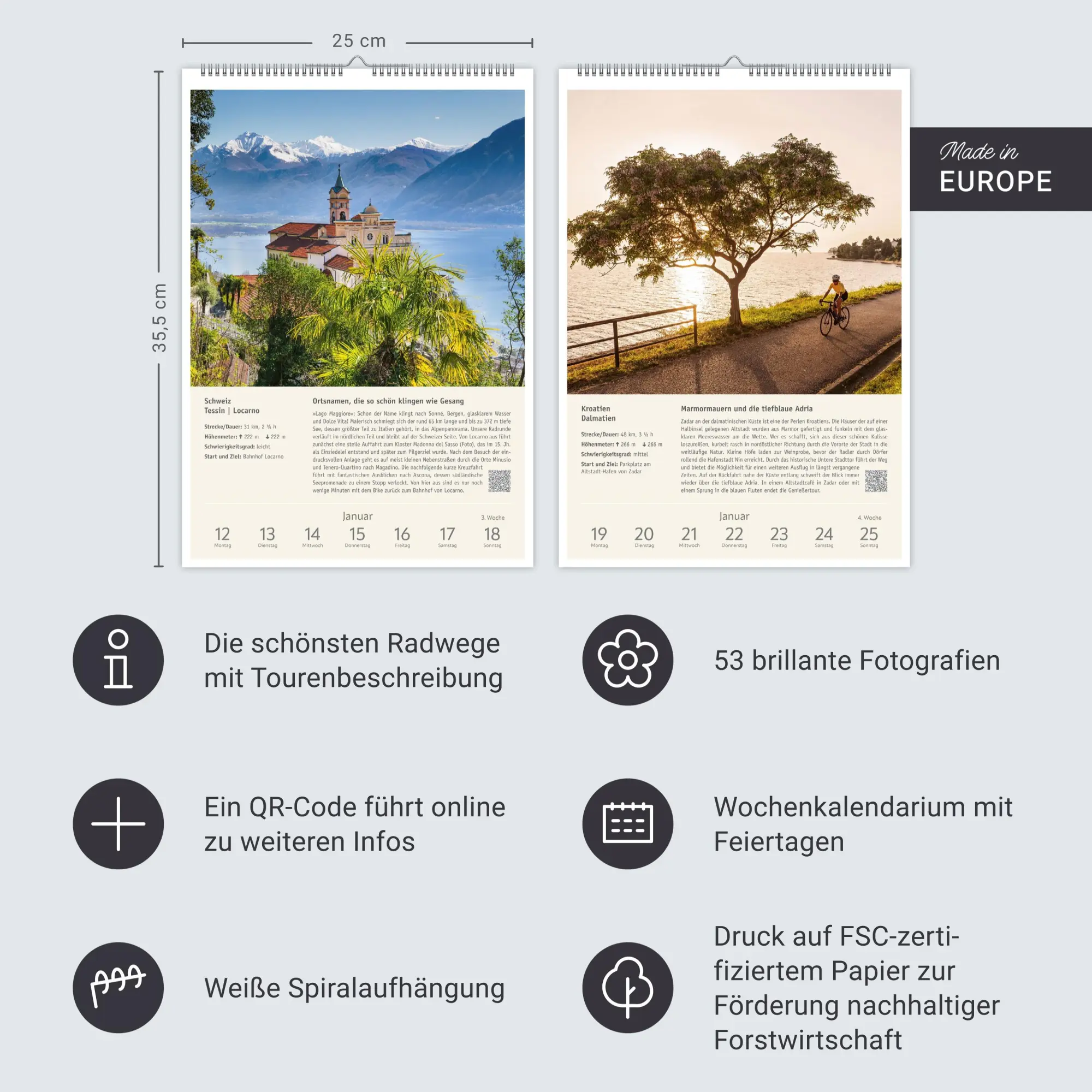 Bild: 9783840036651 | Radwanderlust Wochen-Kulturkalender 2026 - 53 Touren von Rügen bis...
