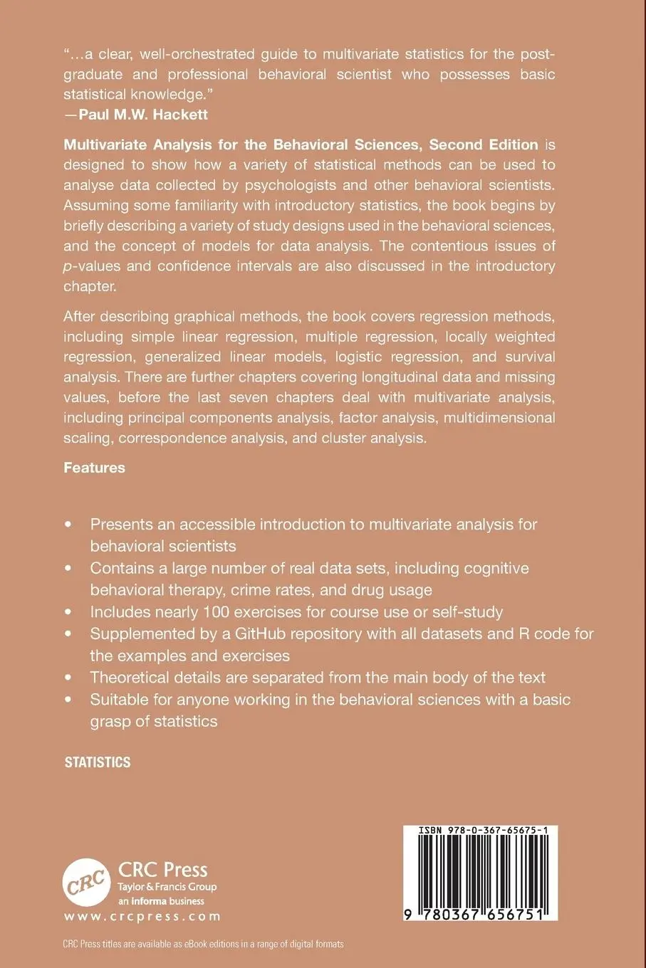 Rückseite: 9780367656751 | Multivariate Analysis for the Behavioral Sciences, Second Edition