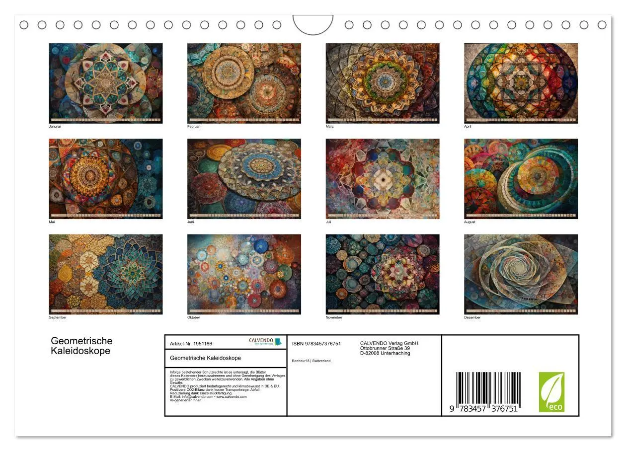 Bild: 9783457376751 | Geometrische Kaleidoskope (Wandkalender 2026 DIN A4 quer), CALVENDO...