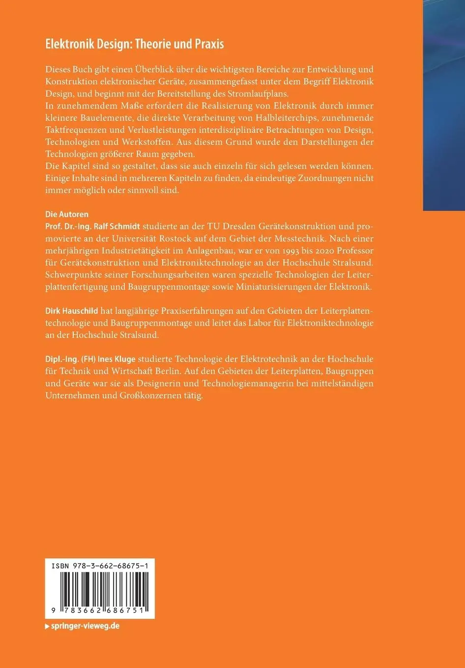 Rückseite: 9783662686751 | Elektronik Design: Theorie und Praxis | Ralf Schmidt (u. a.) | Buch